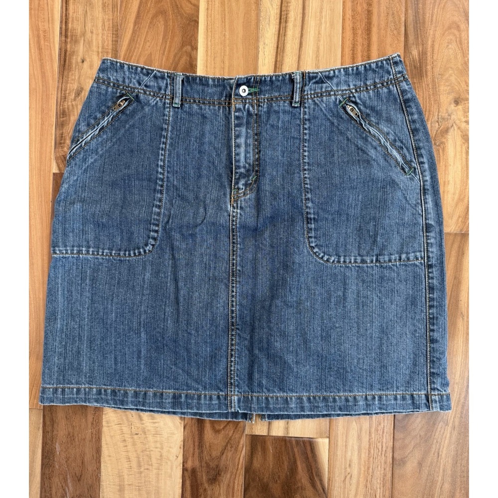 Eddie Bauer Outdoor Outfitters Jean Denim Skirt Womens Sz 14 Classic Blue Cotton - Picture 1 of 5